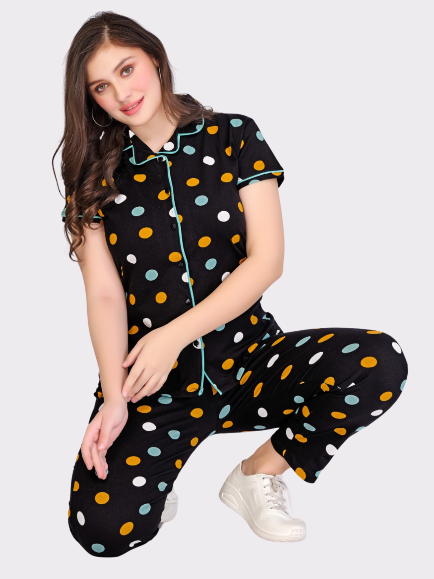 Night Suit Set -Black Dots-23