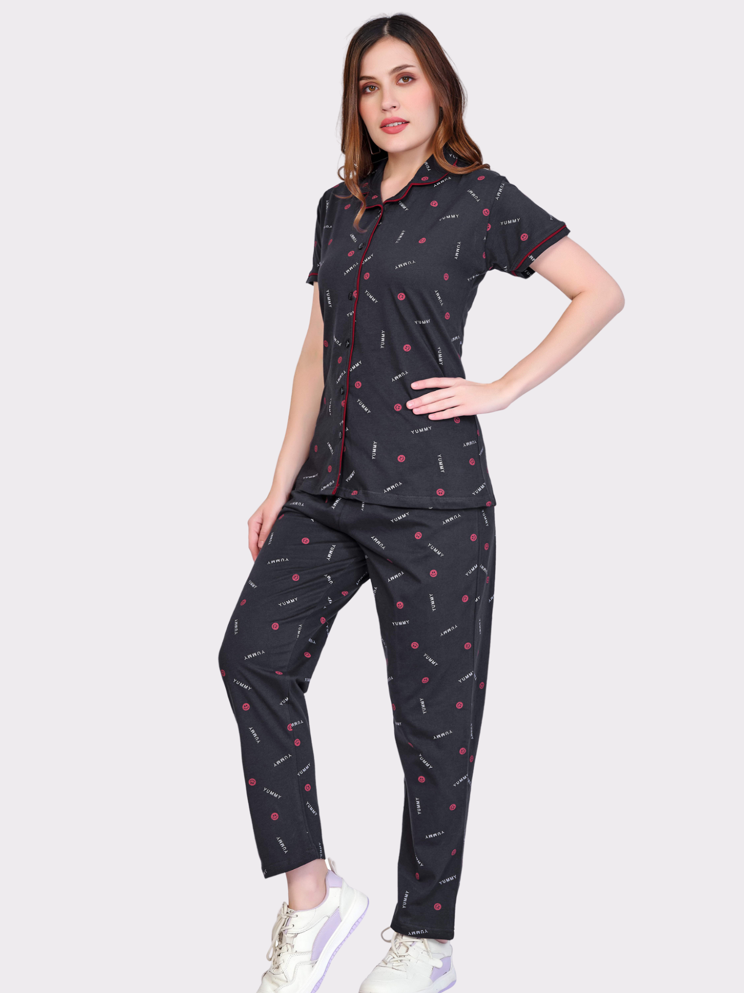 Night Suit Set - Collar Neck - Yummy