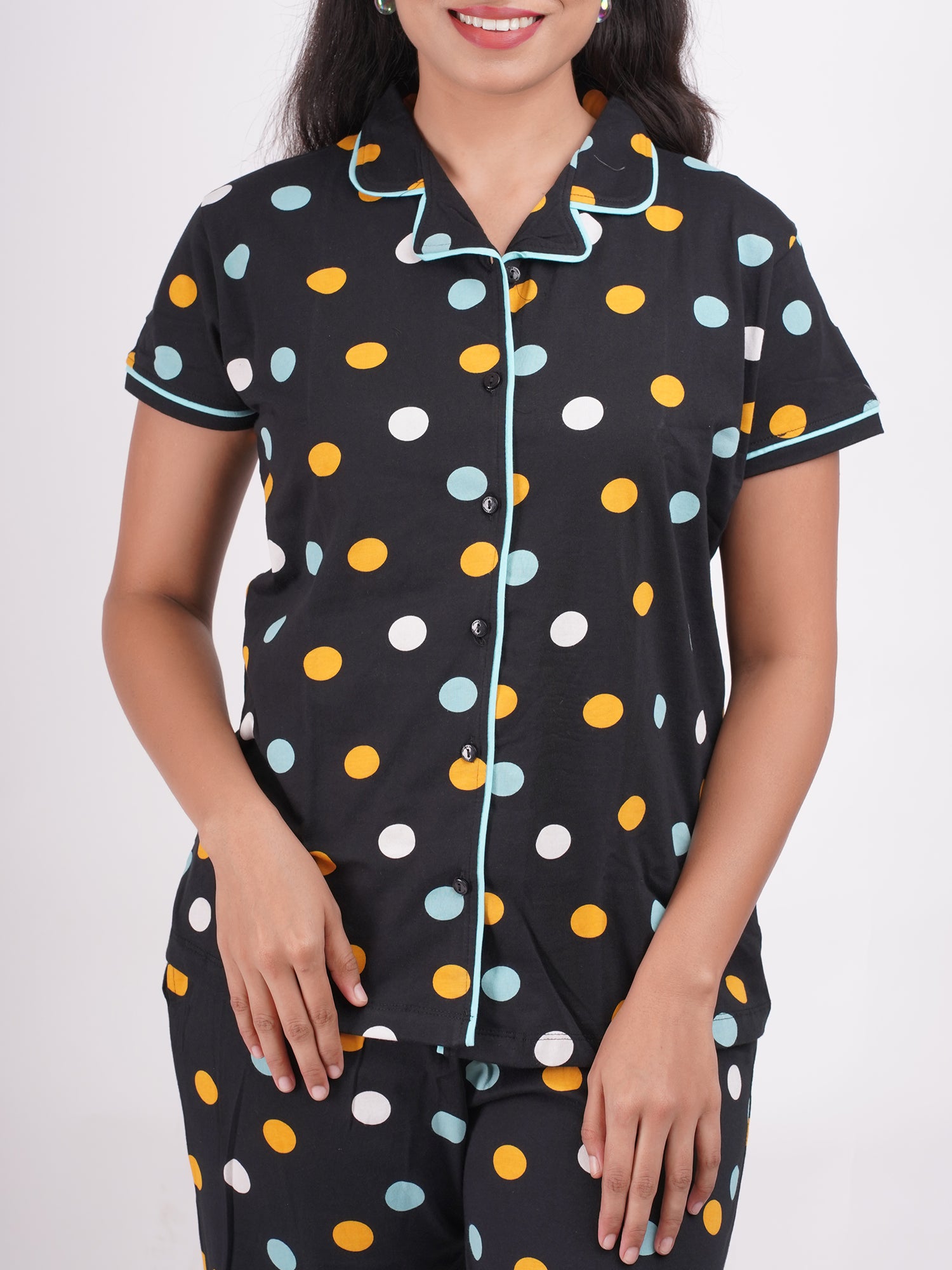 Night Suit Set -Black Dots-23