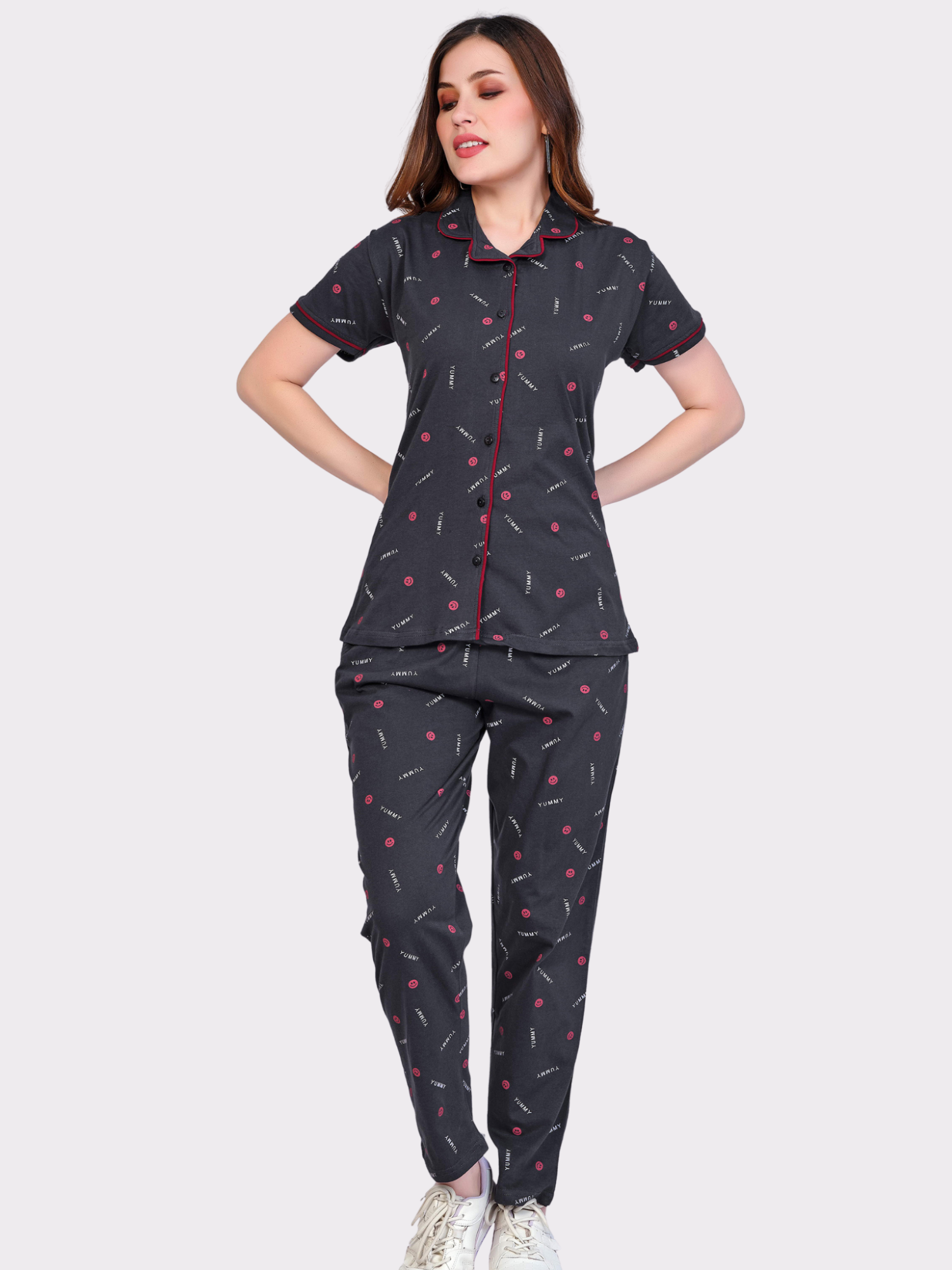 Night Suit Set - Collar Neck - Yummy