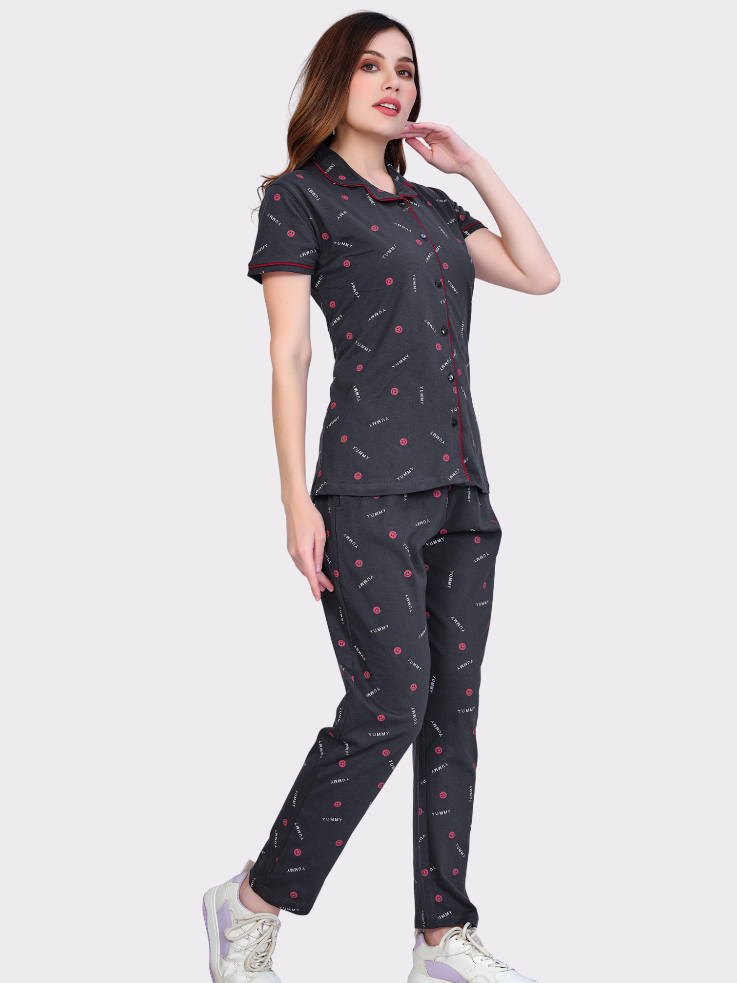 Night Suit Set - Collar Neck - Yummy