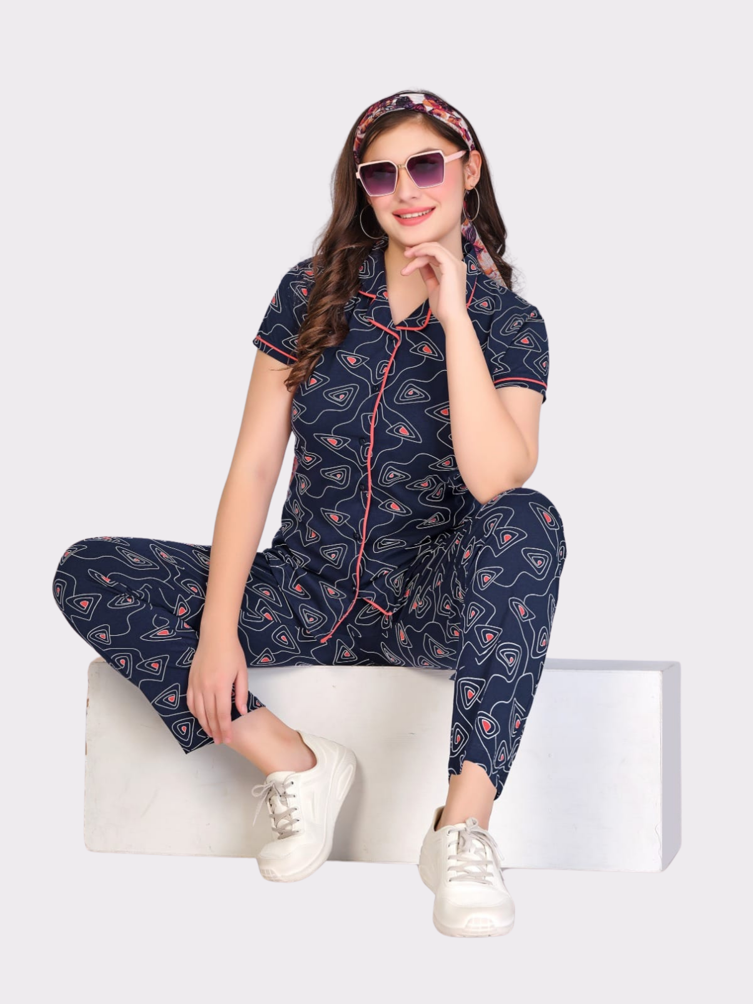 Night Suit Set -Dark Blue-Candy-5