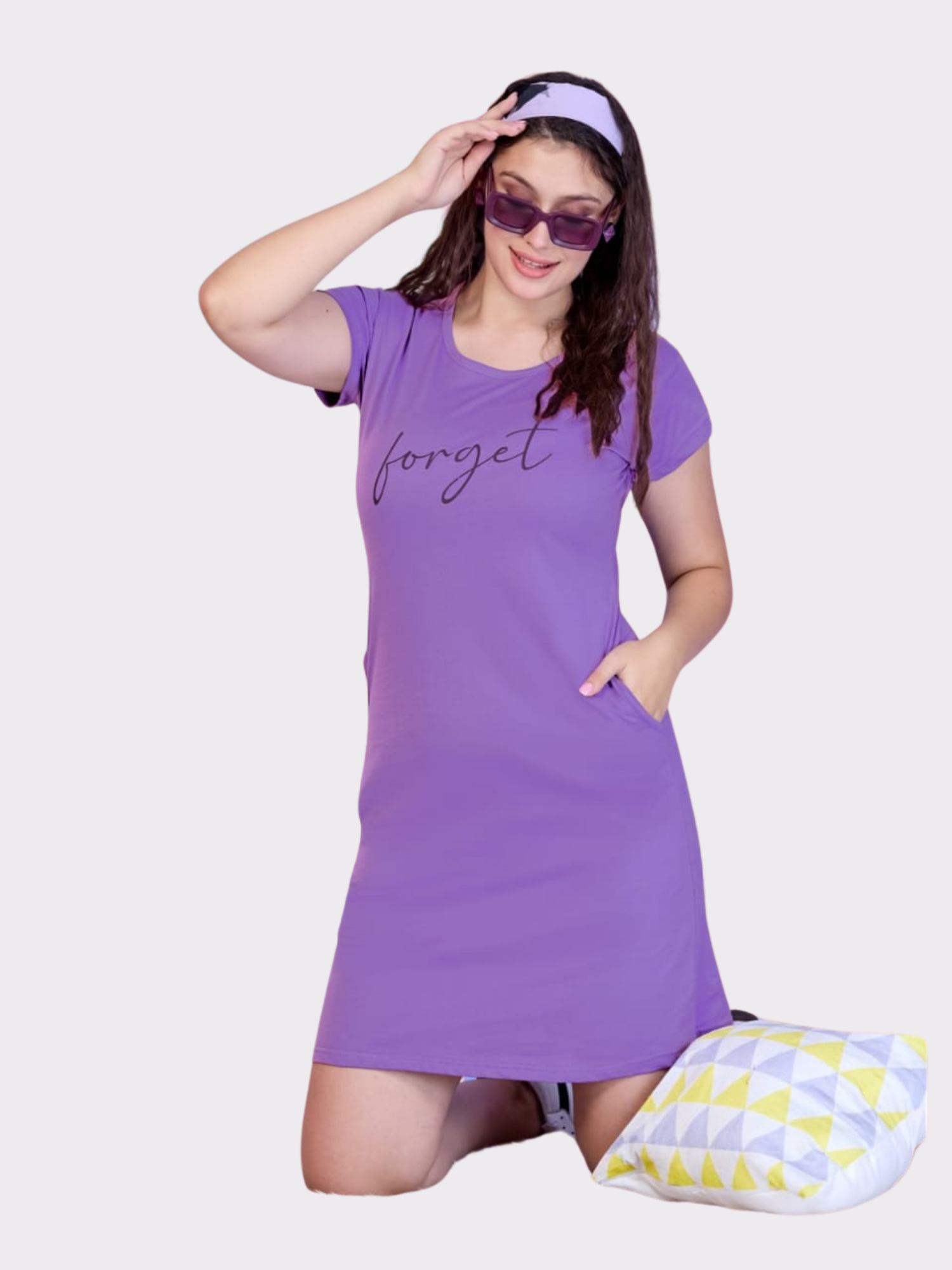 Short Nighty by Orange Candy – Breathable & Relaxed Fit - Purple|21