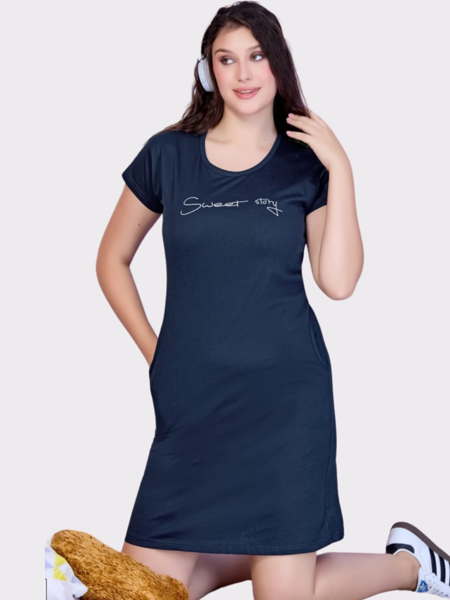 Short Nighty by Orange Candy – Breathable & Relaxed Fit - Dark Blue|24