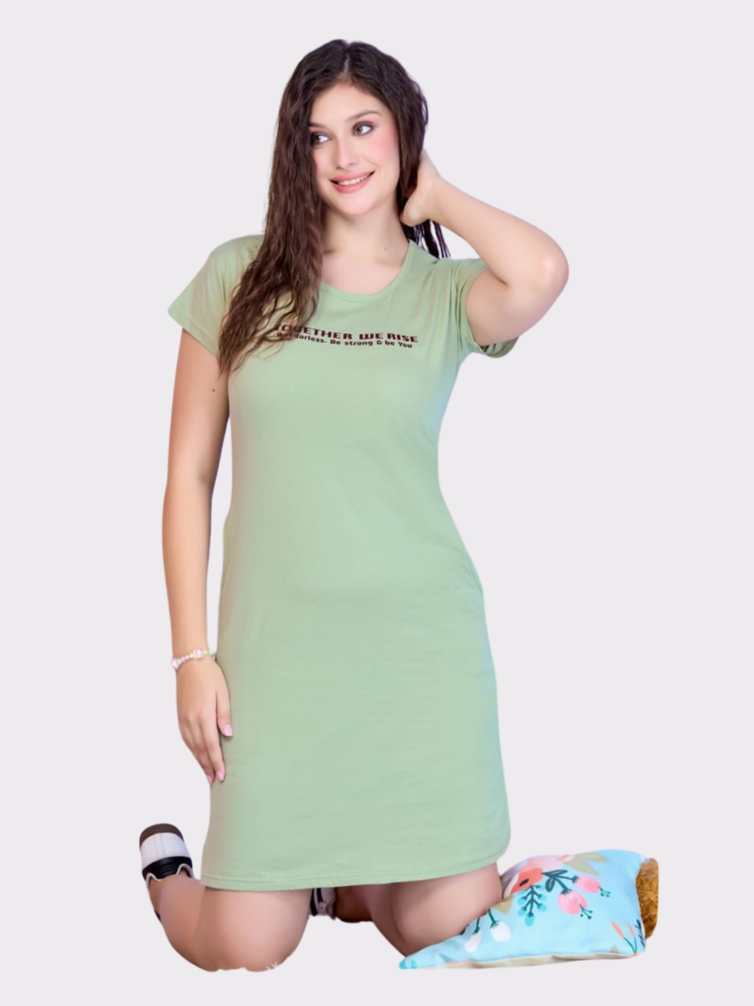 Short Nighty by Orange Candy – Breathable & Relaxed Fit - Pista/27