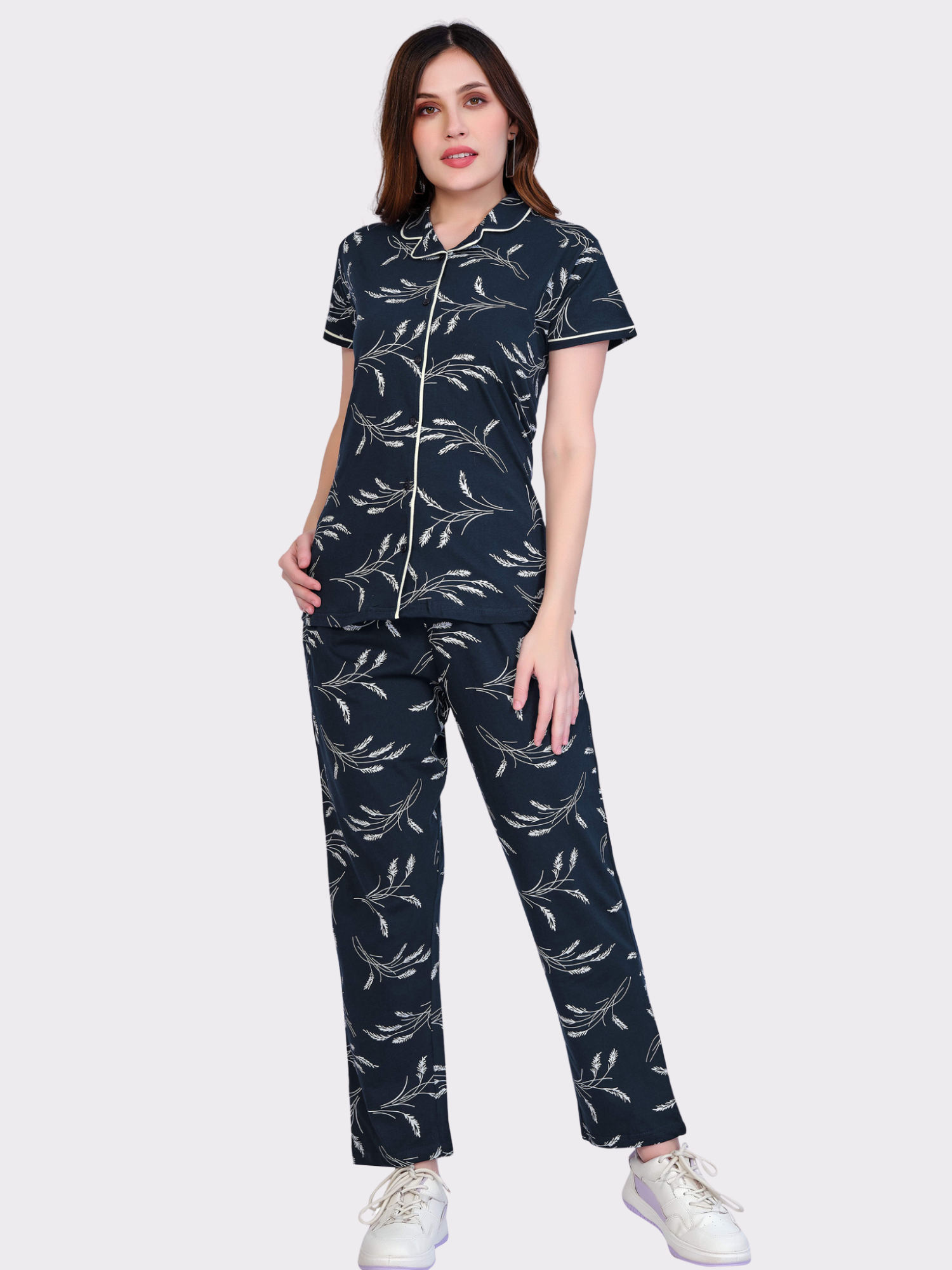 Night Suit Set - Collar Neck