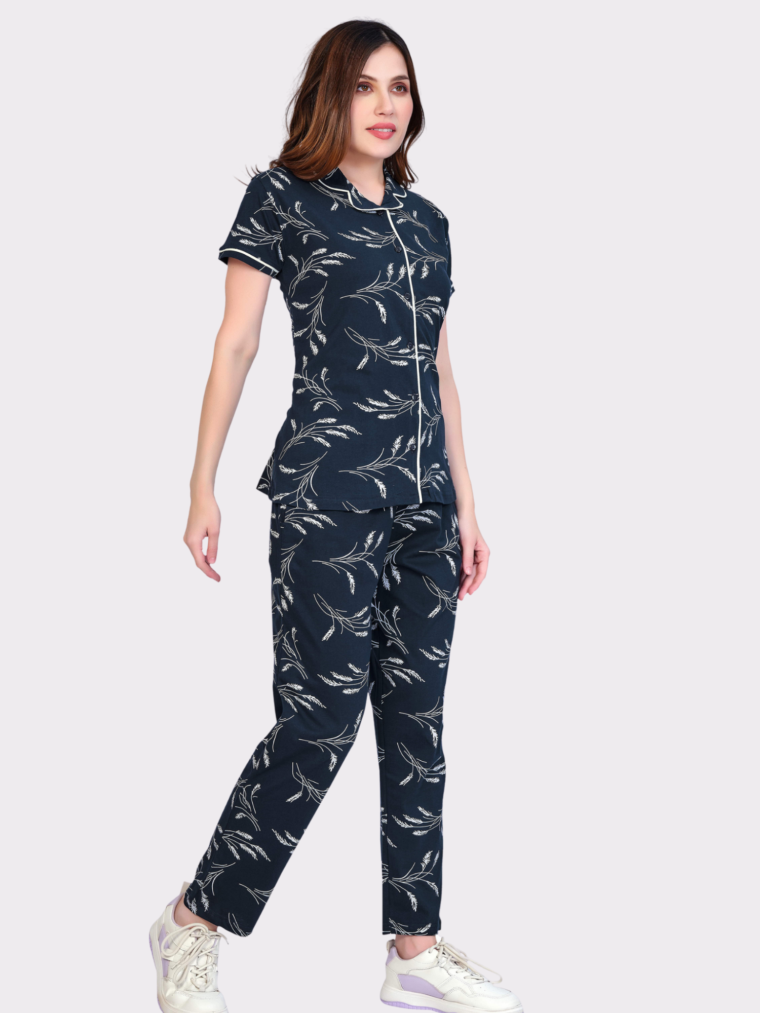 Night Suit Set - Collar Neck