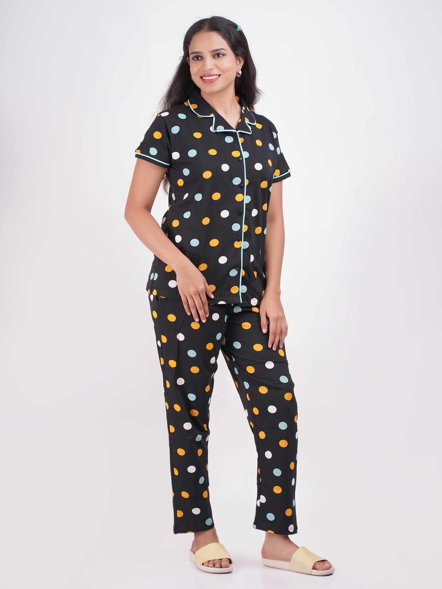 Night Suit Set -Black Dots-23
