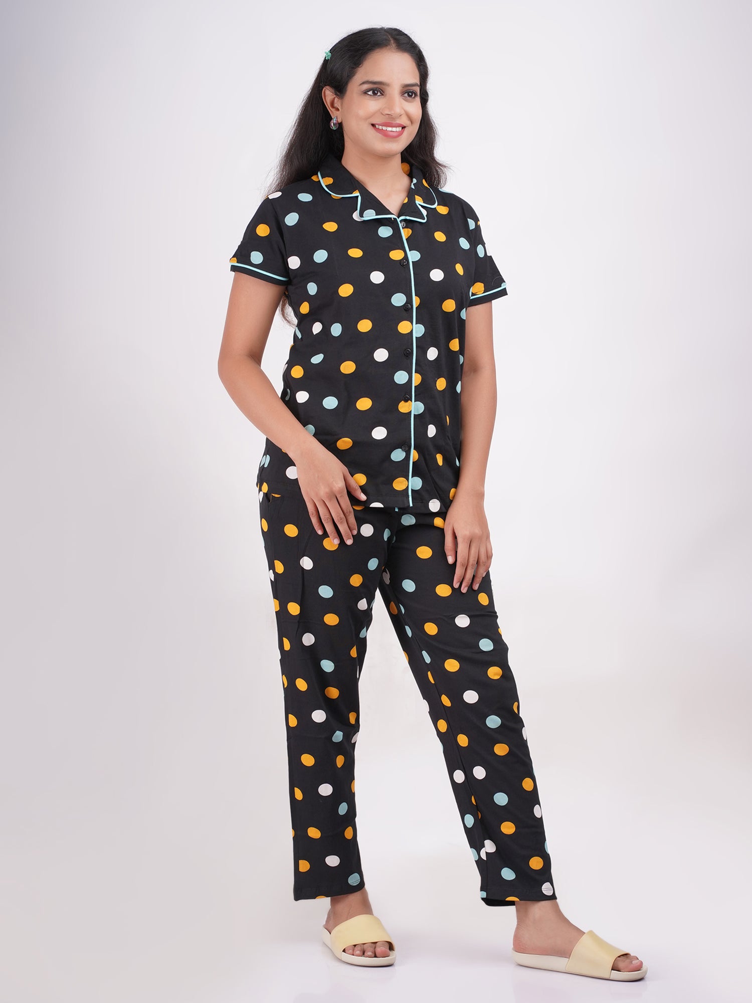Night Suit Set -Black Dots-23